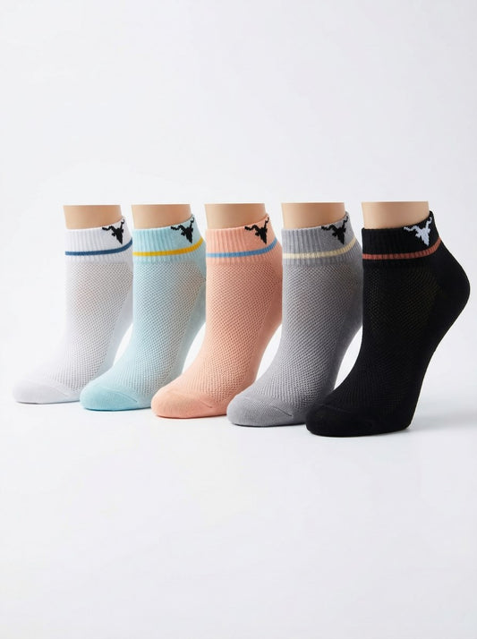 Breeze Series Mesh-Knit Ankle Socks – 5-Pair Pastel Pack