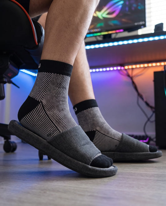 Black Herringbone Ankle Socks